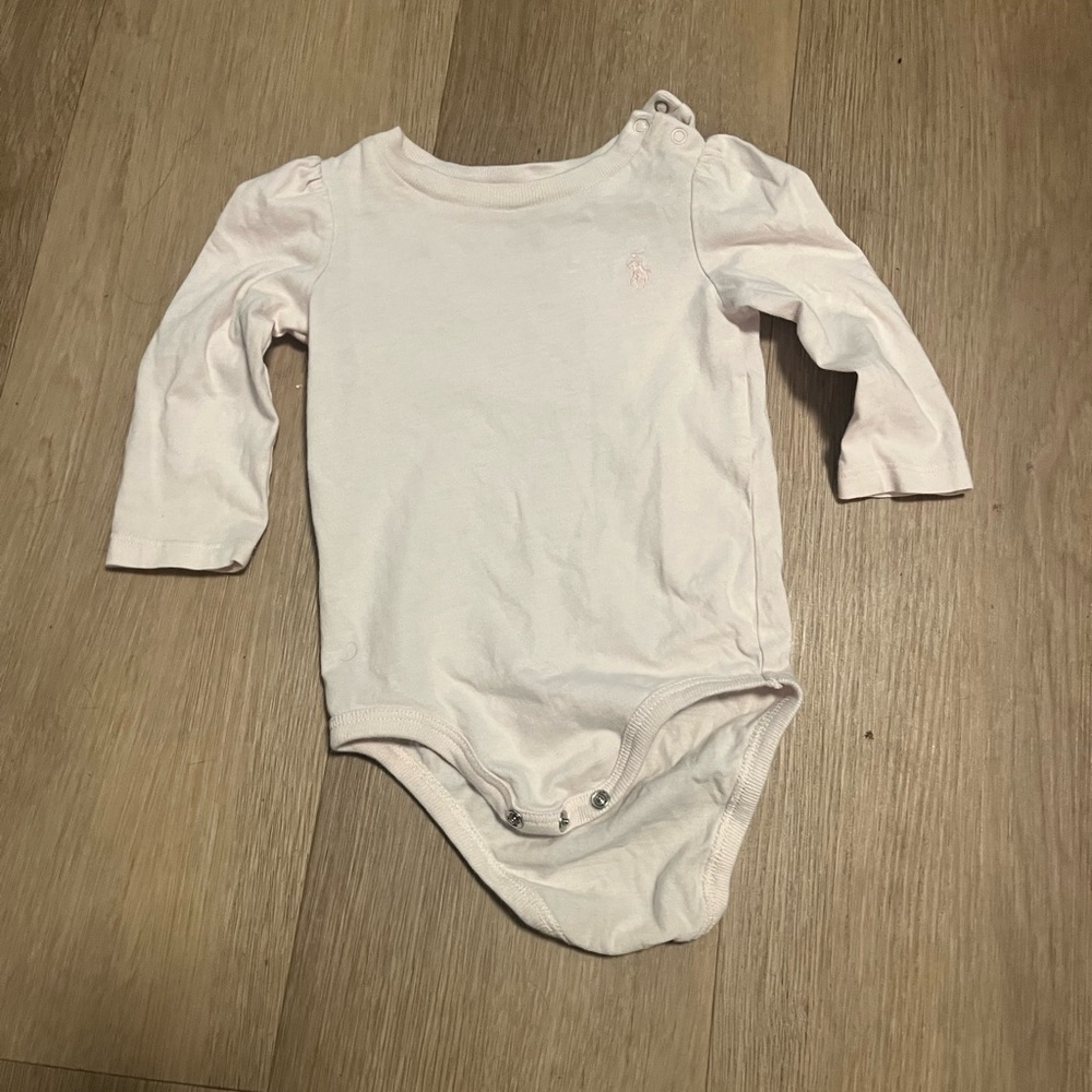 Ralph Lauren Pale Pink Long-Sleeve Baby One-Piece Bodysuit